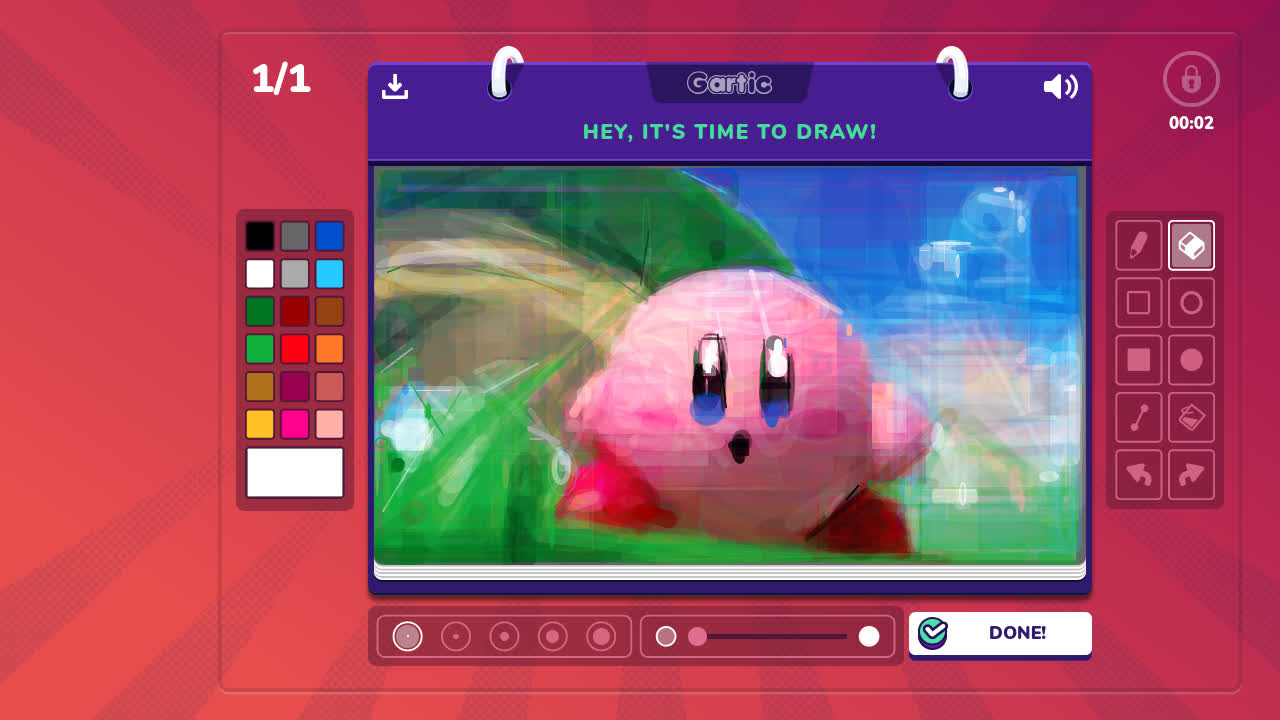 Screenshot of Gartic Phone, with a drawing of Kirby in it